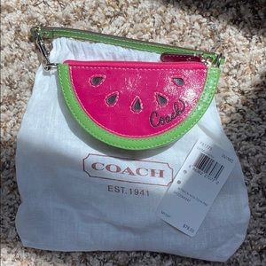 Coach watermelon change purse with keychain